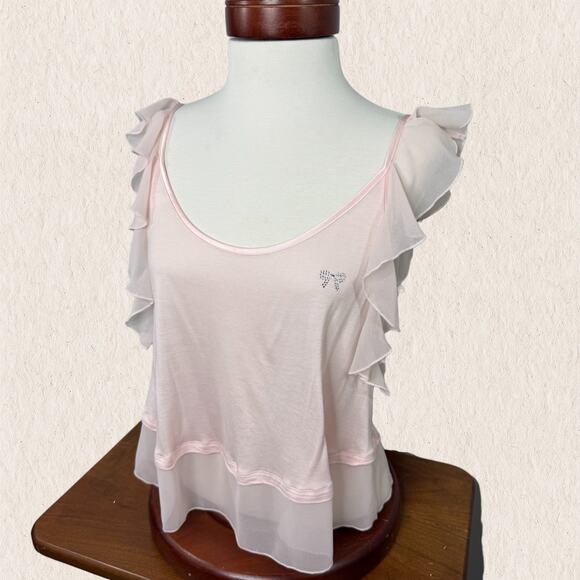 Victoria’s Secret Coquette Pink Ruffle Cami Bow‎ Back Tank Size M – Balletcore - Picture 1 of 8